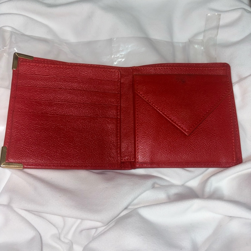 Yves Saint Laurent Red Leather Wallet NOT going lower. Will relist @ $260 soon - Picture 3 of 10